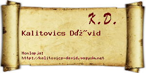 Kalitovics Dávid névjegykártya